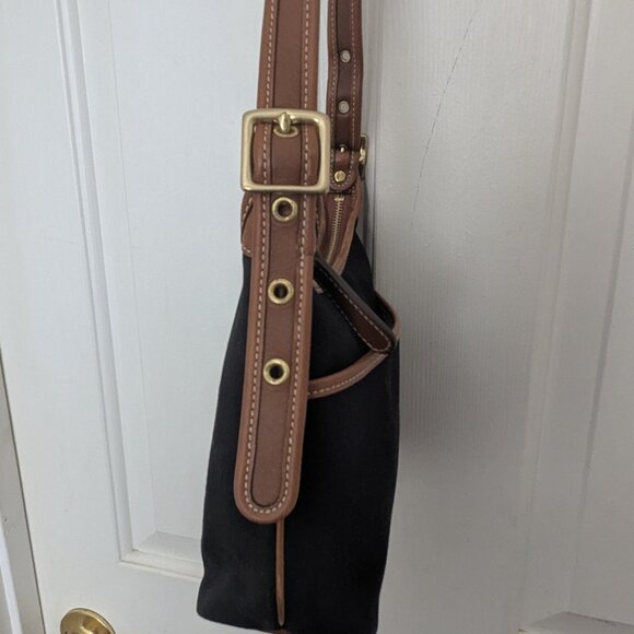 Coach vintage Cavas Leather  Shoulder Bag Crossbody Black Brown - Picture 6 of 16